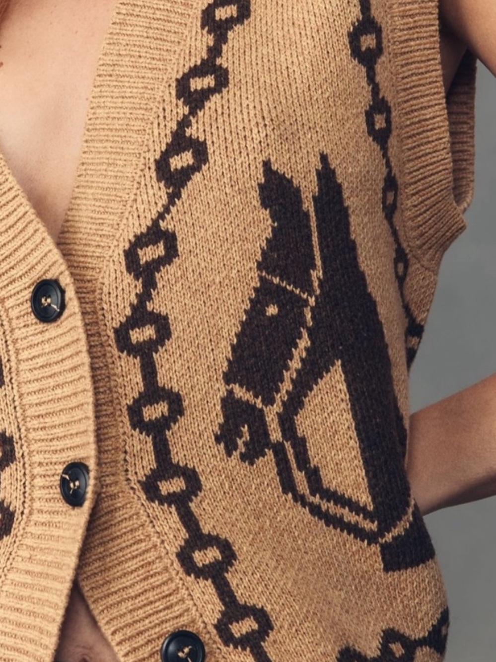 Anthology MOON RIVER JACQUARD V-NECK CARDIGAN SWEATER VEST - Picture 2 of 7